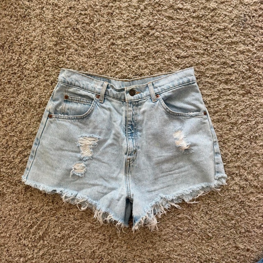 Levi's Light Blue Distressed Denim Shorts - Orange Tag